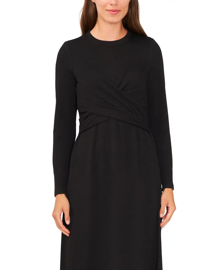 MSK Petite Cross-Over-Front Long-Sleeve Dress MSRP $89