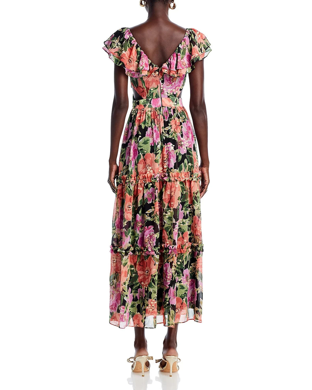 AQUA Embroidered Floral Maxi Dress MSRP $128