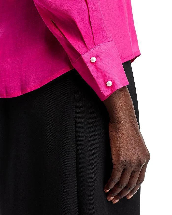 Gracia Faux Peal Trim Collar Top MSRP $108