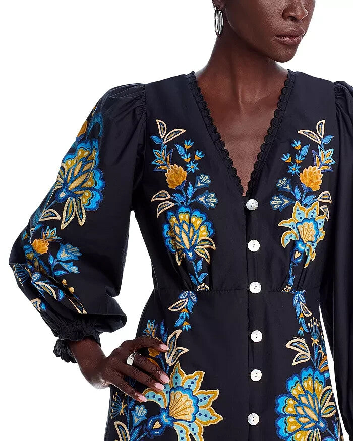FARM Rio Stitched Garden Midi Dress MSRP $290 Size S