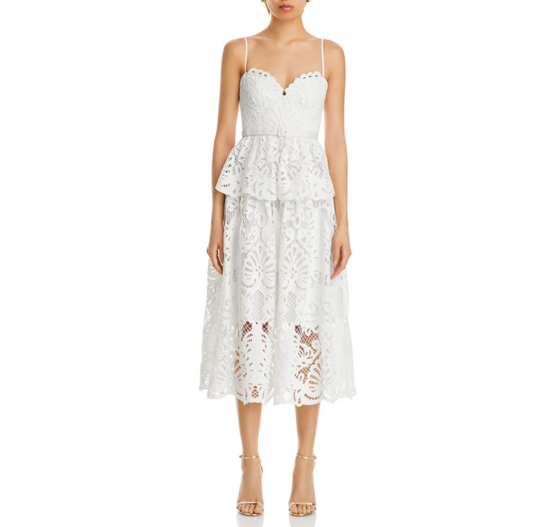 Self-Portrait Lace Bustier Midi Dress MSRP $655