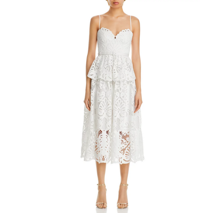Self-Portrait Lace Bustier Midi Dress MSRP $655