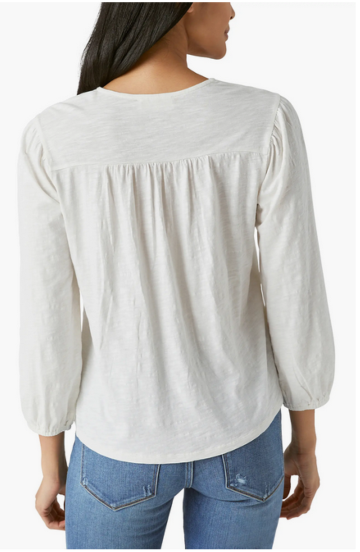 Lucky Brand Embroidered Cutout Cotton Top MSRP $89
