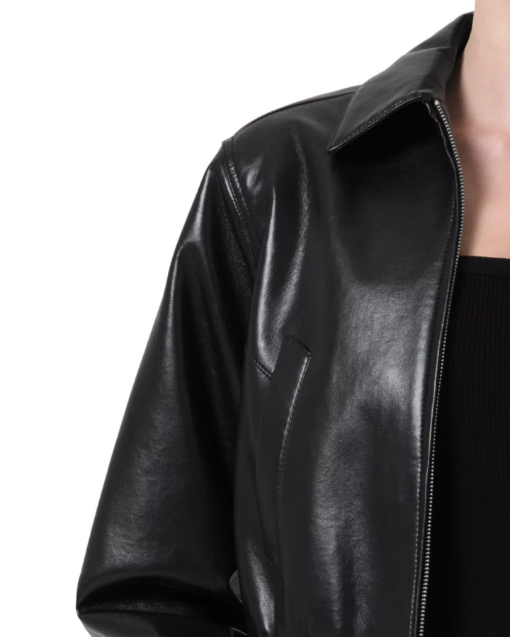 AGOLDE x Shoreditch Ski Club Essie Leather Cropped Jacket MSRP $550