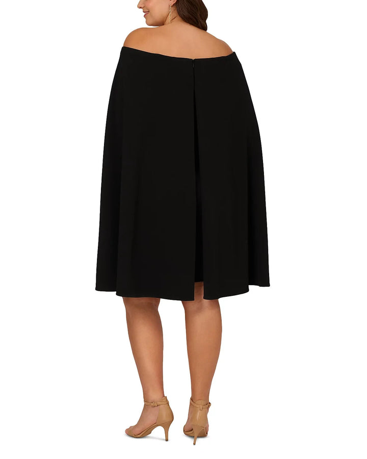 Adrianna Papell Plus Size Off-the-Shoulder Cape Dress MSRP $189