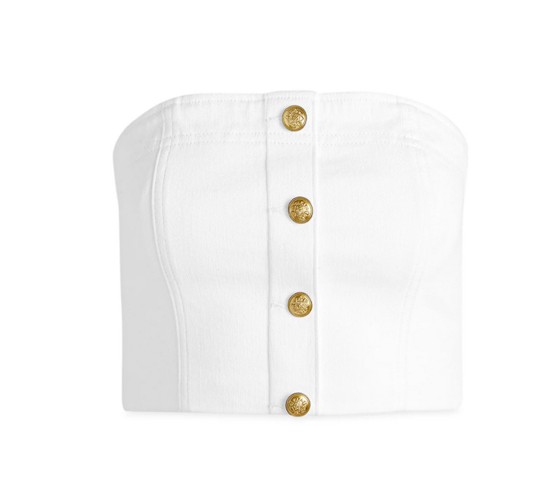 Alice and Olivia Strapless Denim Cropped Top MSRP $265