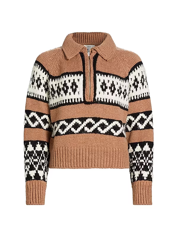 A.L.C. Carter Fair Isle Quarter-Zip Sweater MSRP $219