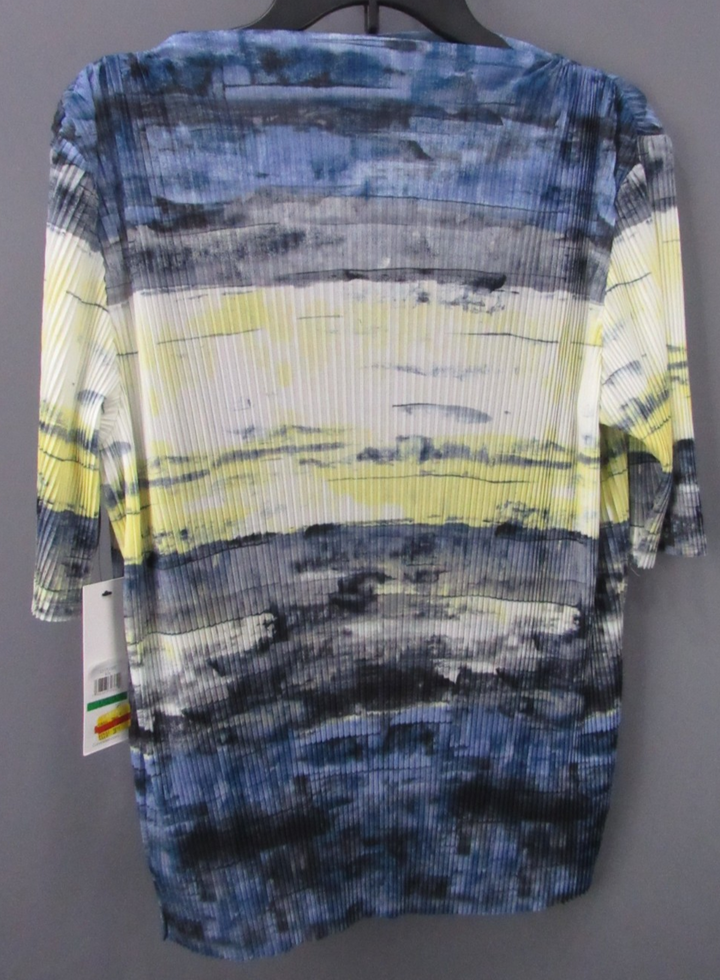 Calvin Klein Elbow-Sleeves Plisse Print Top MSRP $79