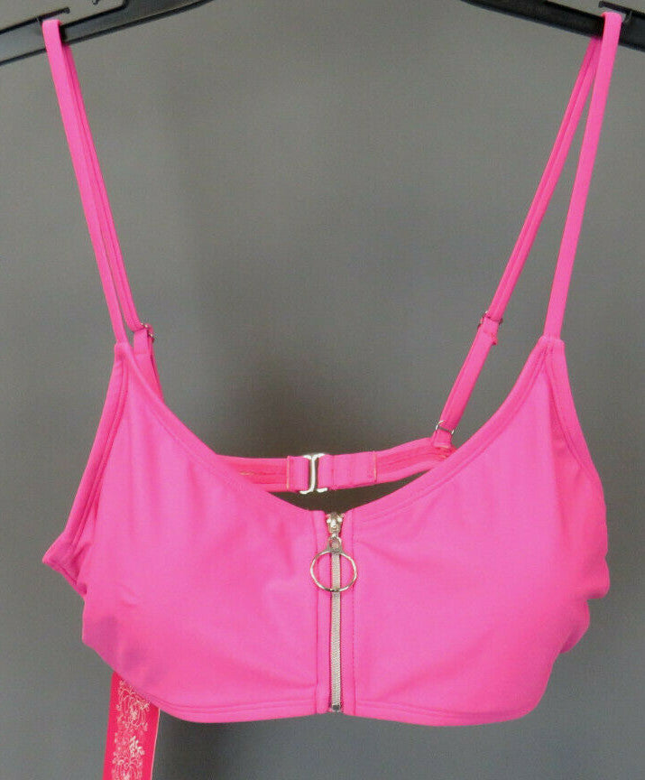 Hula Honey Juniors' Solid Zipper Bralette Bikini Top