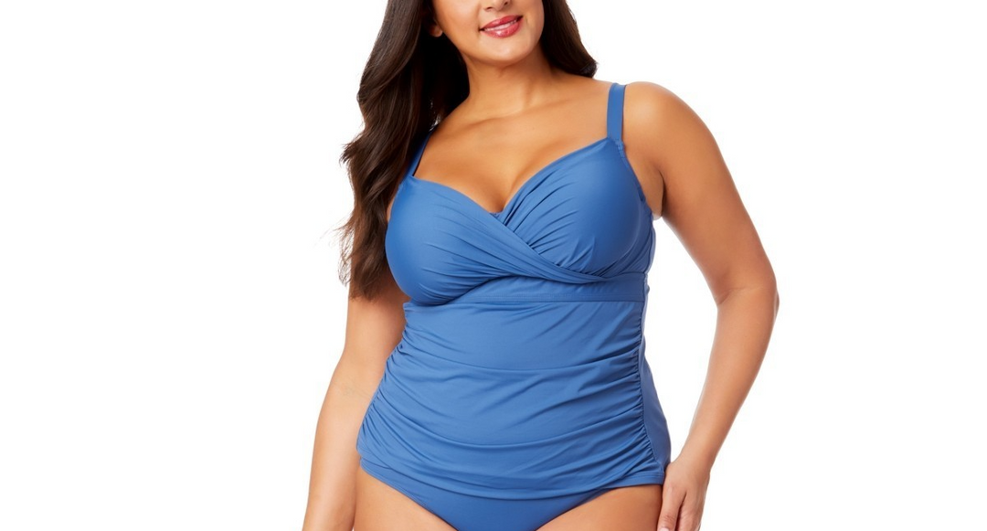 Anne Cole Plus Size Shirred Tankini Top MSRP $82