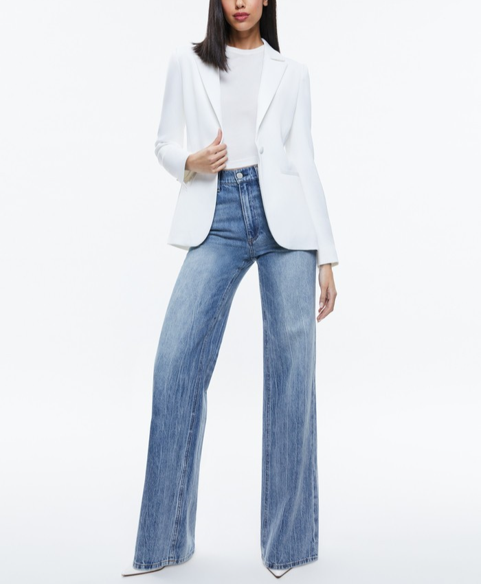 Alice + Olivia Blake Fitted Satin Blazer MSRP $495