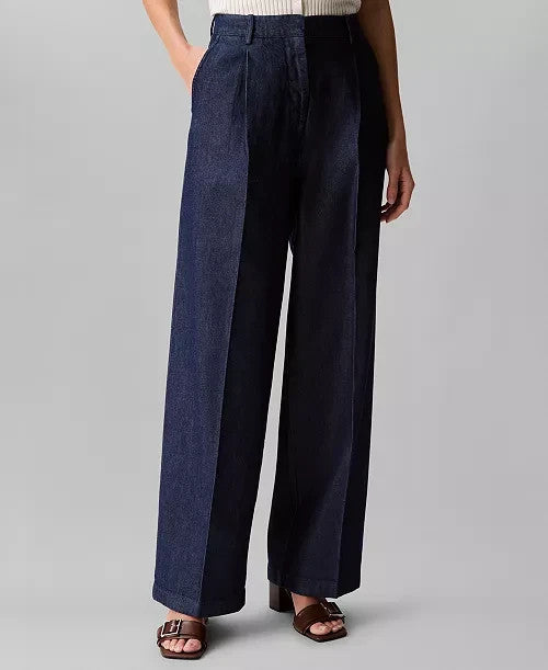 Calvin Klein Relaxed Denim Wide-Leg Trousers MSRP $119