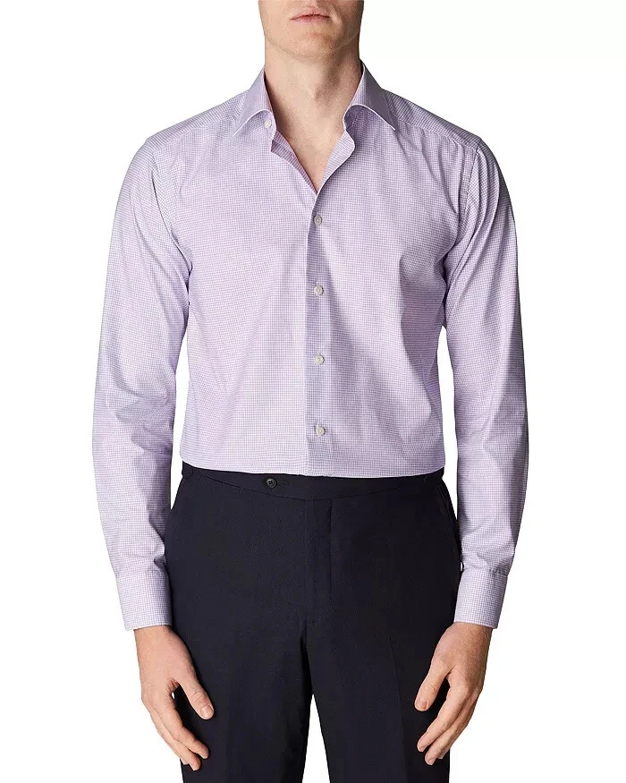 Eton Slim Fit Micro Check Dress Shirt MSRP $280