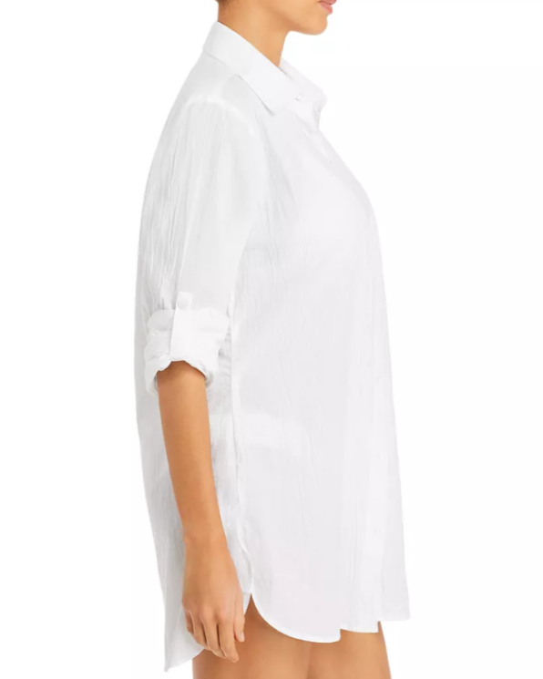 Tommy Bahama Crinkle Boyfriend Shirt Swim Cover-Up MSRP $78