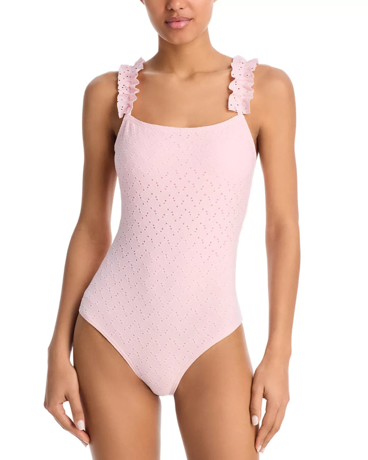 AQUA Ruffle Strap One Piece Swimsuit MSRP $108