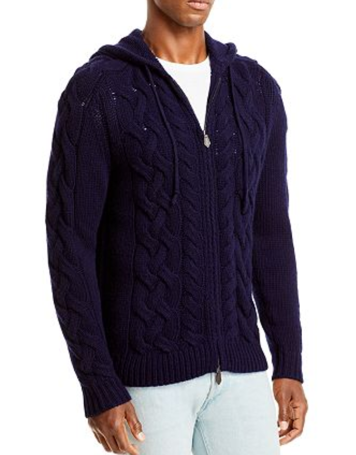 The Men Store Cable Knit Full Zip Hoodie