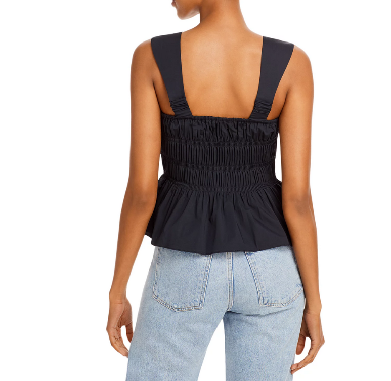 STAUD Ida Smocked Peplum Hem Top MSRP $175