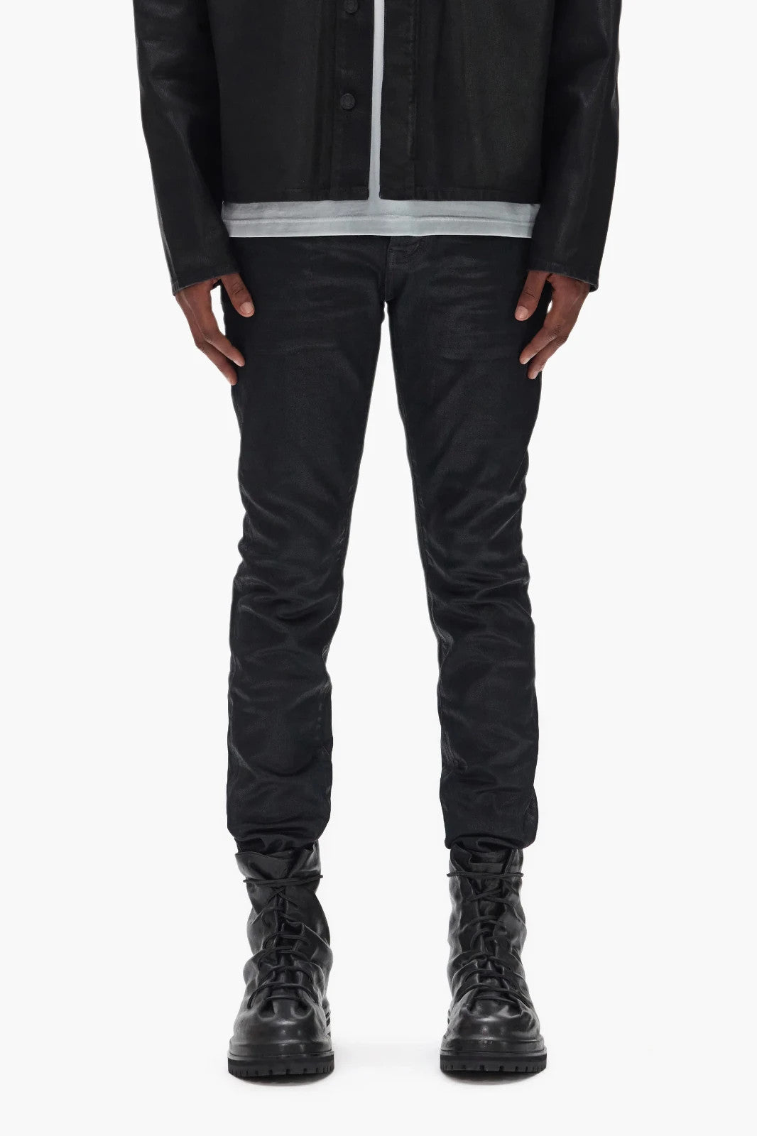 Purple Brand Coated Indigo Skinny Jeans MSRP $295