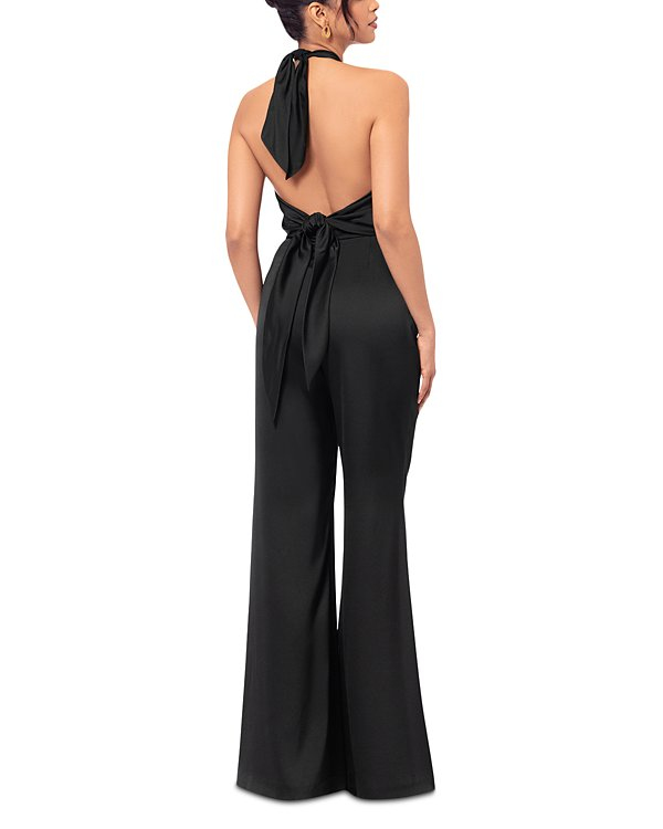 AQUA Halter Wide Leg Satin Jumpsuit MSRP $268
