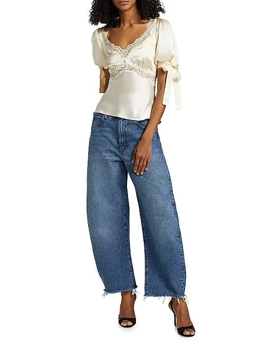 FRAME The Bubble High-Rise Barrel Crop Jeans MSRP $298