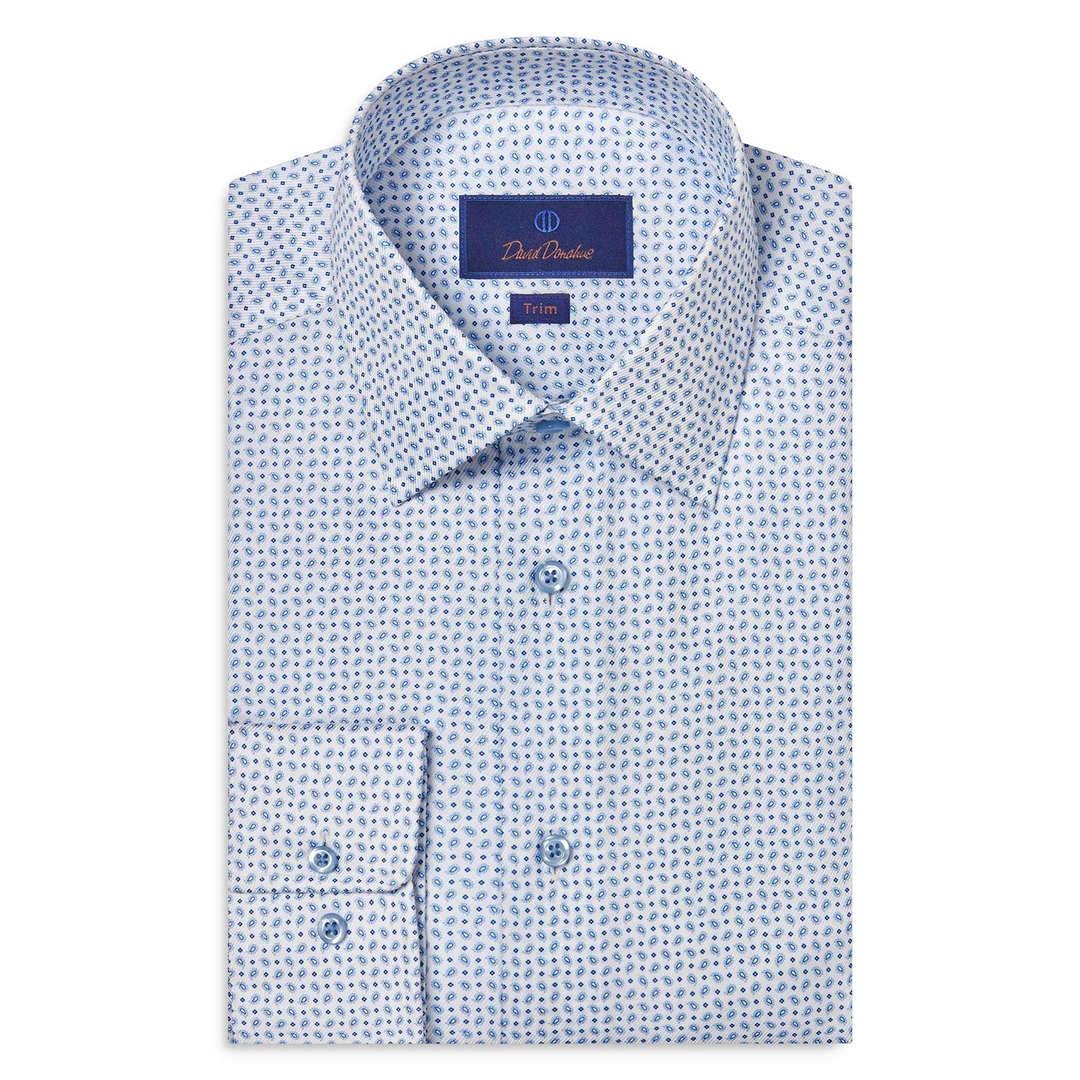 David Donahue Trim Fit Paisley Dress Shirt MSRP $155