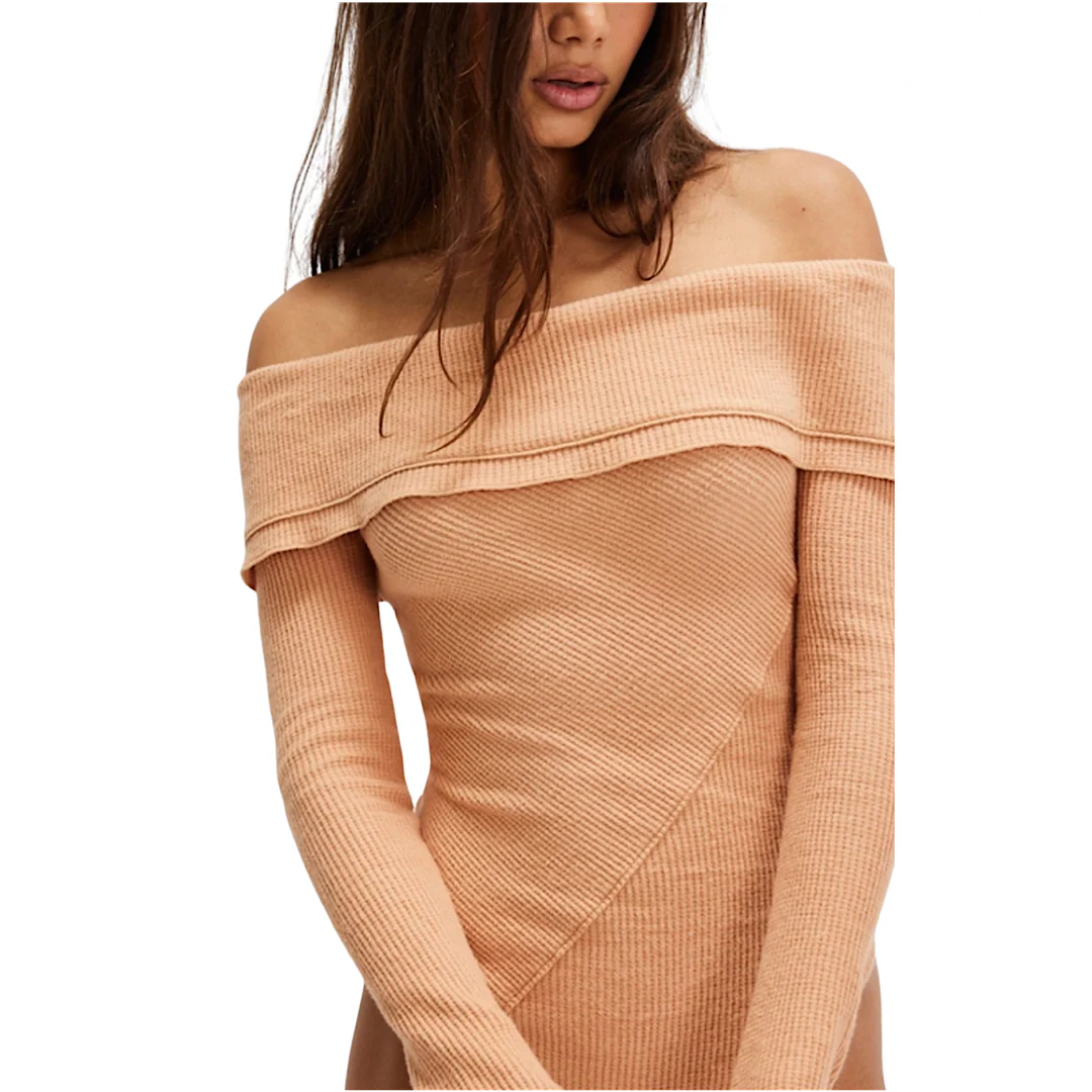 Autumn Cozy Off the Shoulder Waffle Stitch Bodysuit MSRP $58