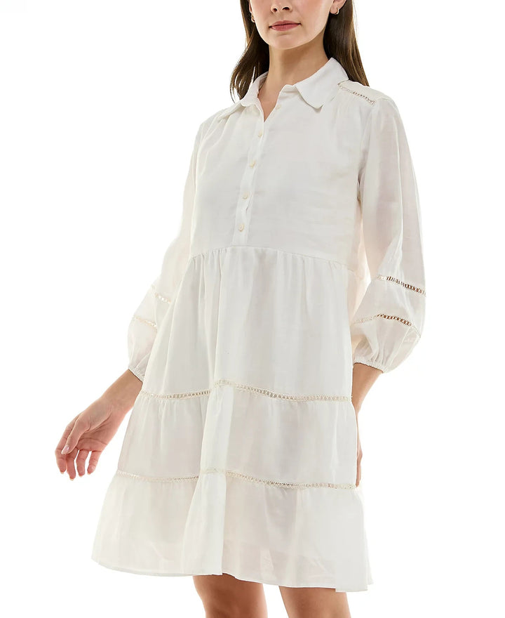 Taylor Ladder-Trim Collared A-Line Dress MSRP $128