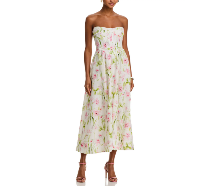 Bardot Lola Floral Corset Midi Dress MSRP $169