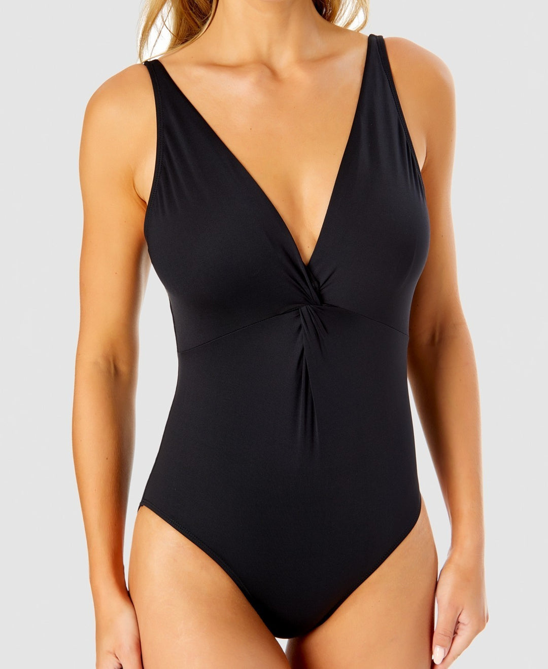 Anne Cole Plunge-Neck Twist-Front One-Piece Swimsuit MSRP $92