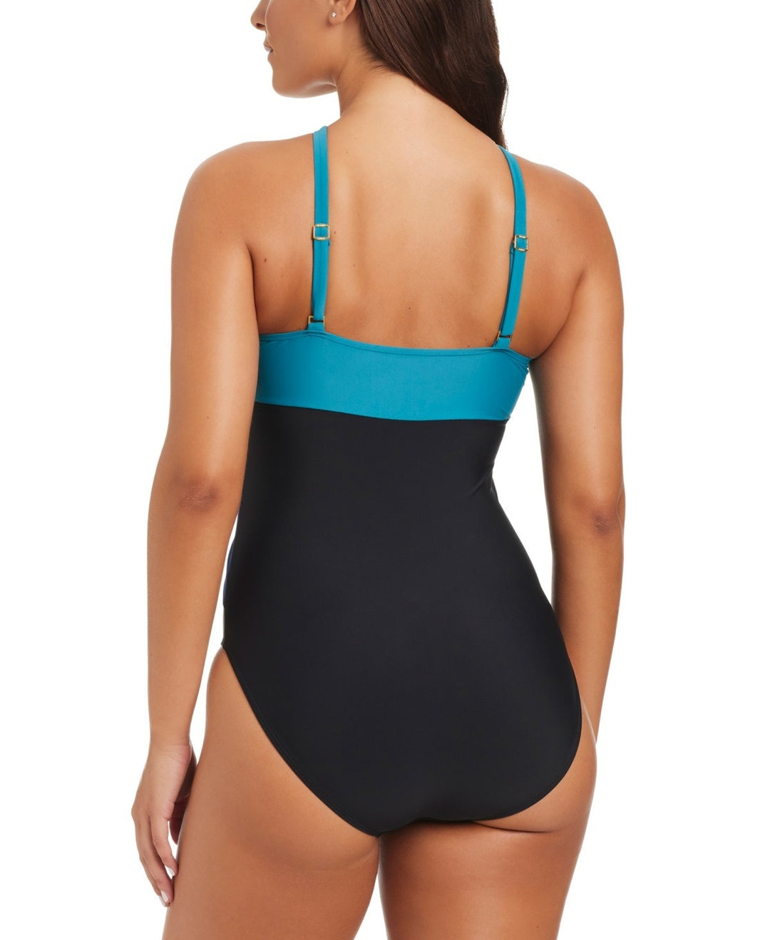 Beyond Control Coastal Colorblock Twisted Halter One-Piece Swimsuit MSRP $119