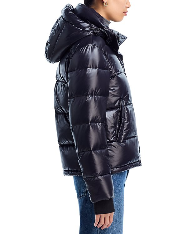 AQUA Gloss Puffer Jacket with Hood MSRP $198