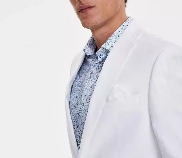 Bar III Men's Slim-Fit White 100% Linen Suit Jacket MSRP $360