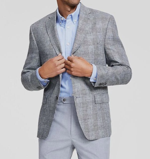 Michael Kors Men's Classic-Fit Linen Plaid Sport Coat MSRP $295