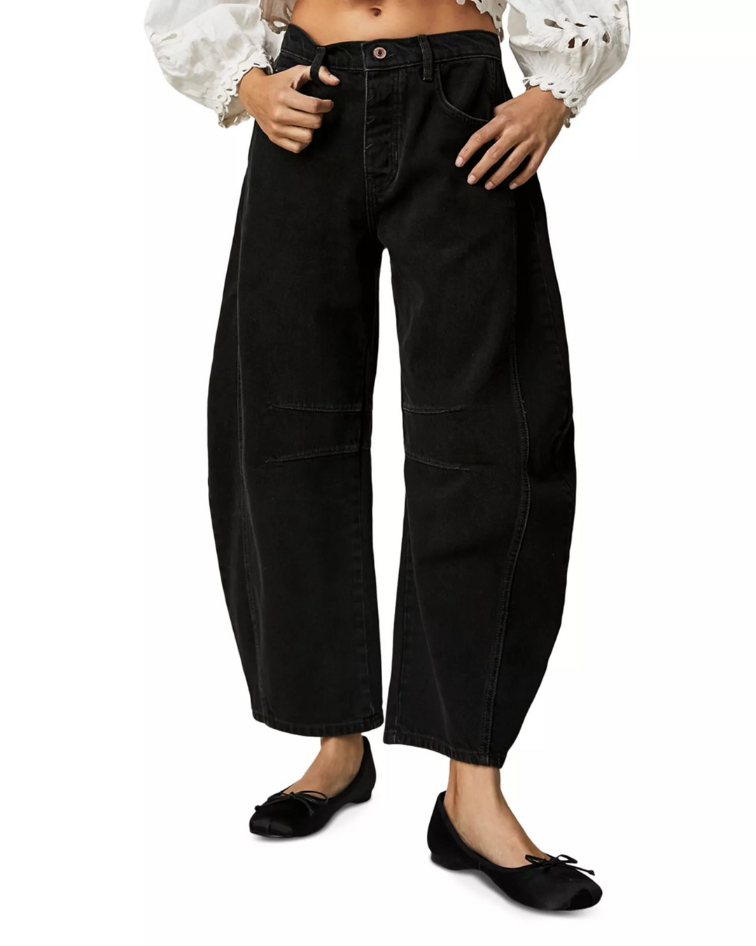 Free People We the Free Good Luck Mid Rise Barrel Jeans MSRP $98