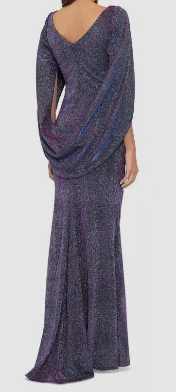 Betsy & Adam Glitter Drape-Back Cape Gown MSRP $299