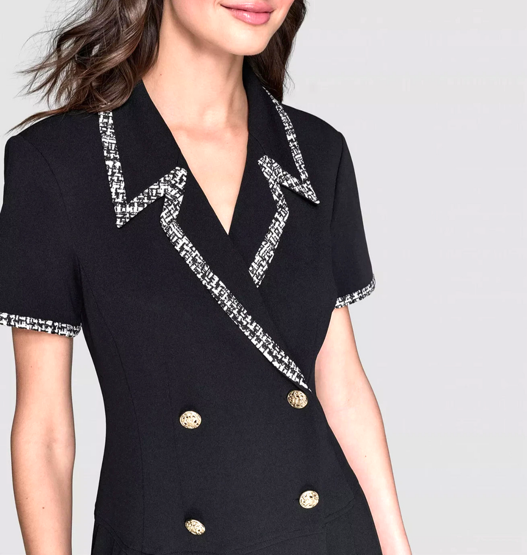 KARL LAGERFELD PARIS Textured-Trim Shirtdress MSRP $168