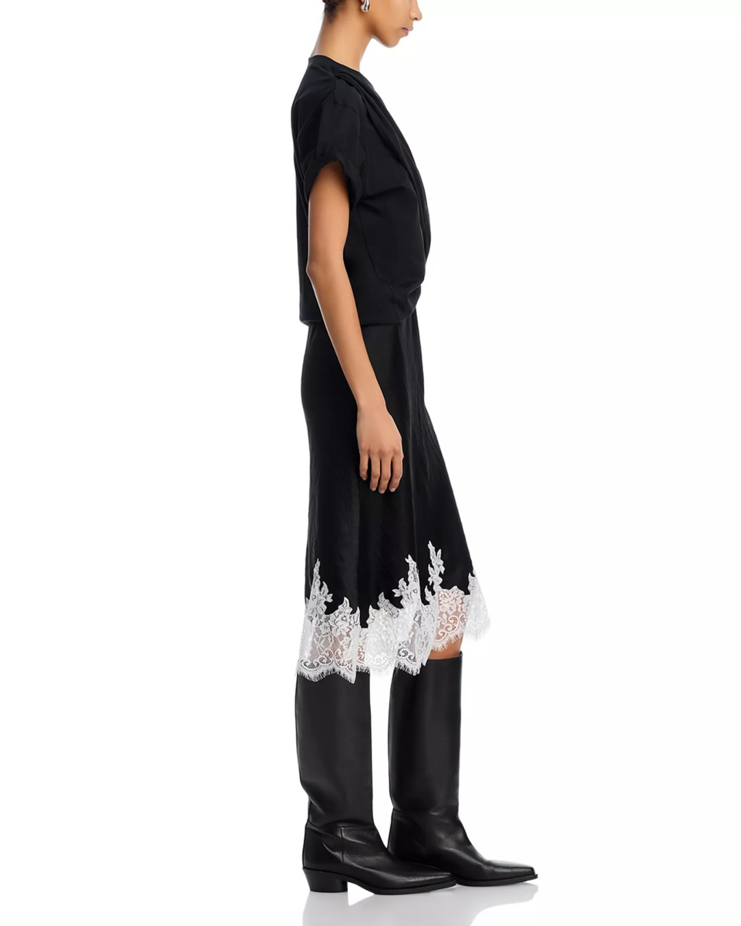 3.1 Phillip Lim Draped Slip Combo Cotton T-Shirt Dress MSRP $595