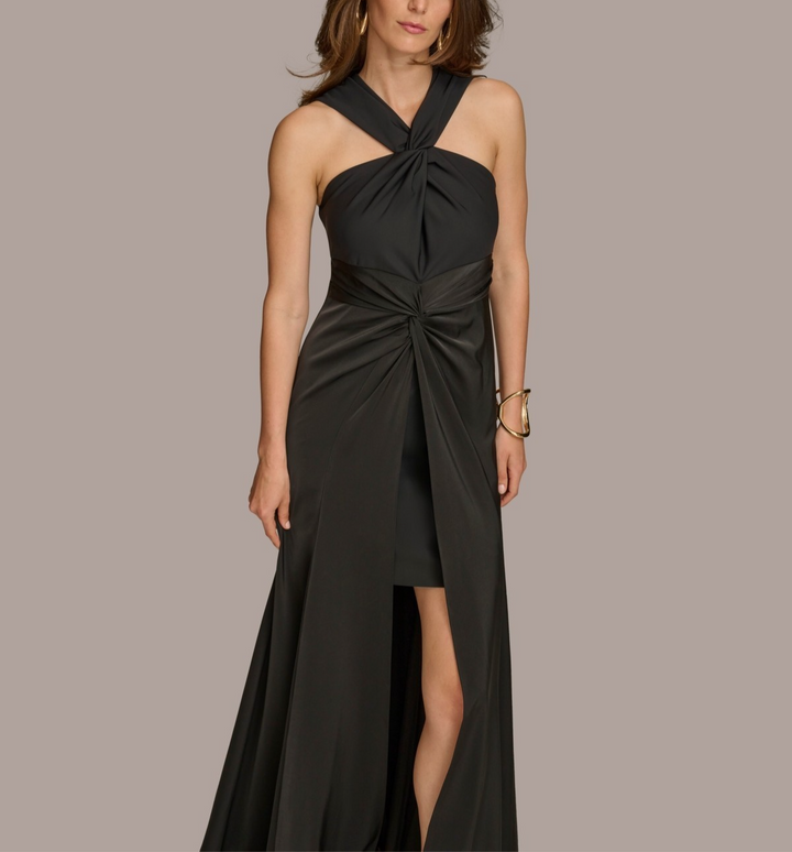 Donna Karan New York Halterneck Twist-Front Open Gown MSRP $249