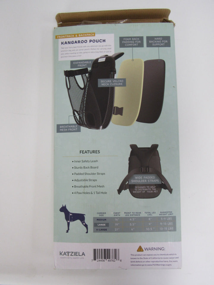 Katziela Kangaroo Pouch Pet Carrier MSRP $32.99