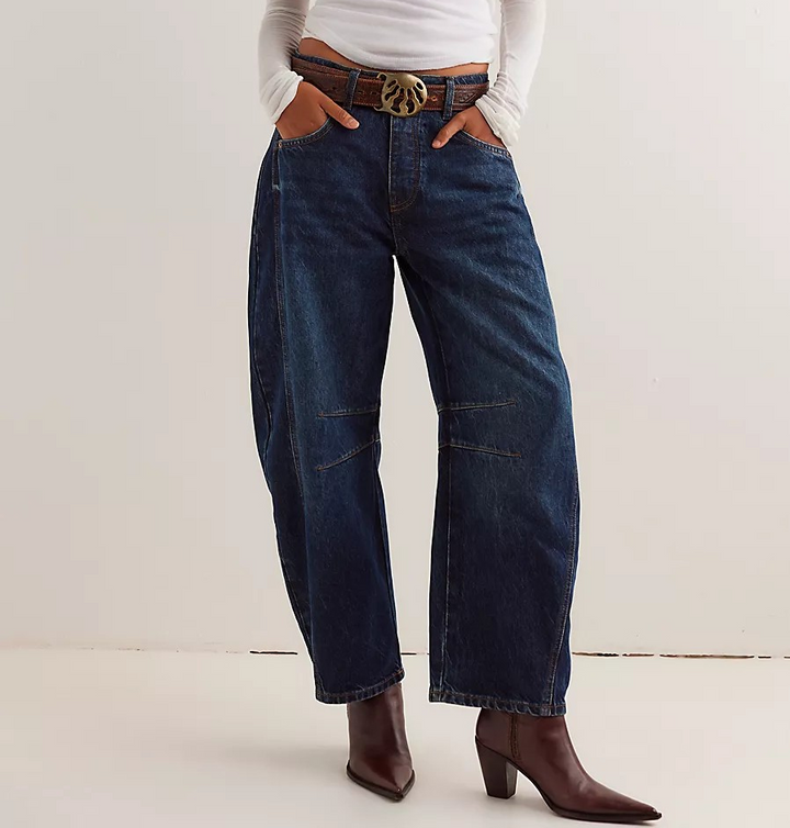 Free People We The Free Good Luck Mid Rise Barrel Jeans MSRP $98