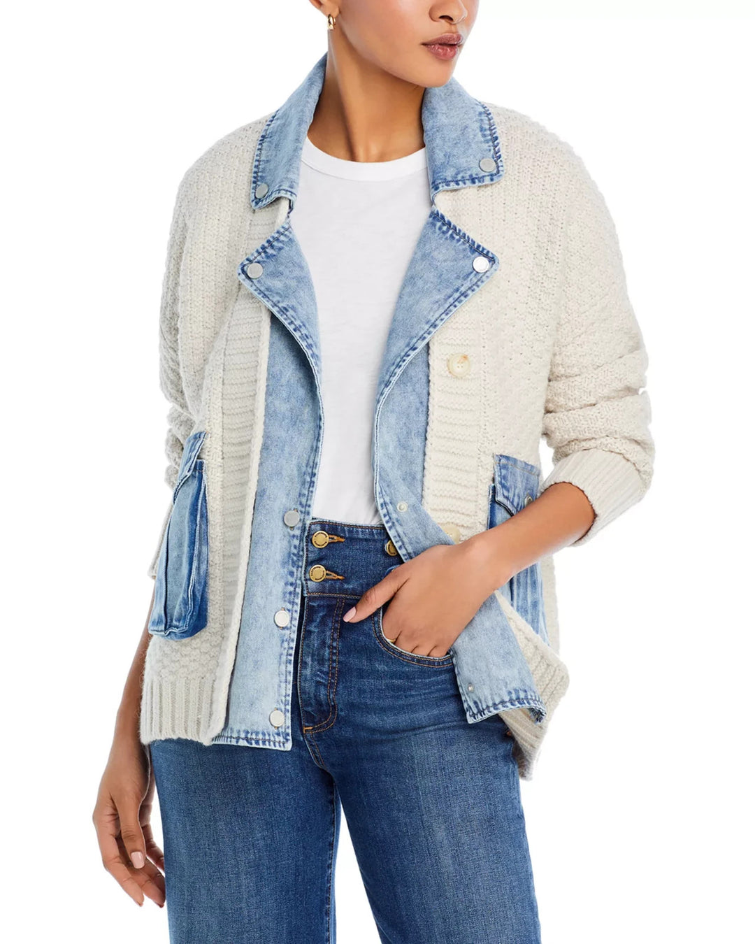 BLANKNYC Last Call Mixed Media Cardigan MSRP $168