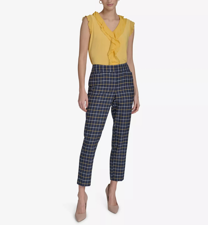 Tommy Hilfiger Plaid-Print Slim-Fit Ankle Pants MSRP $109