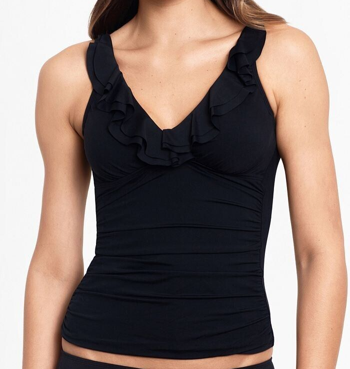 Lauren Ralph Lauren Beach Club Solid Ruffle Tankini Top MSRP $98