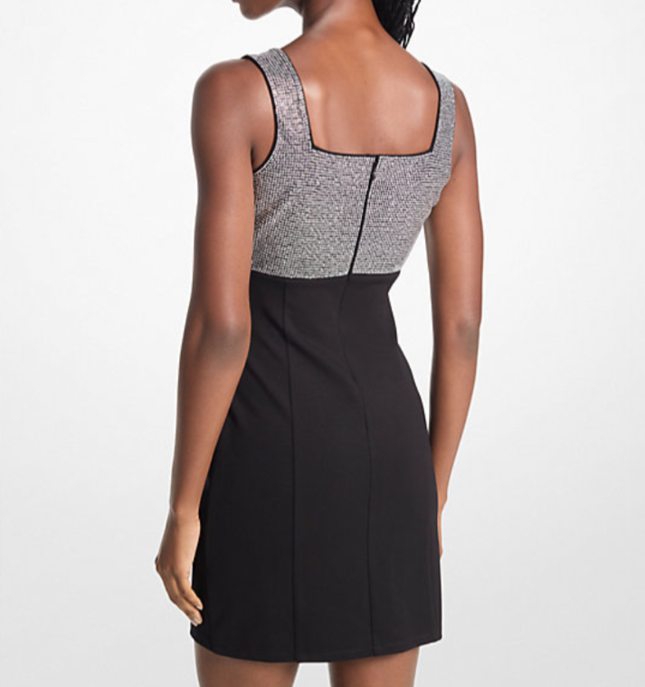 MICHAEL Michael Kors Square-Neck Embellished Sleeveless Mini Dress MSRP $225