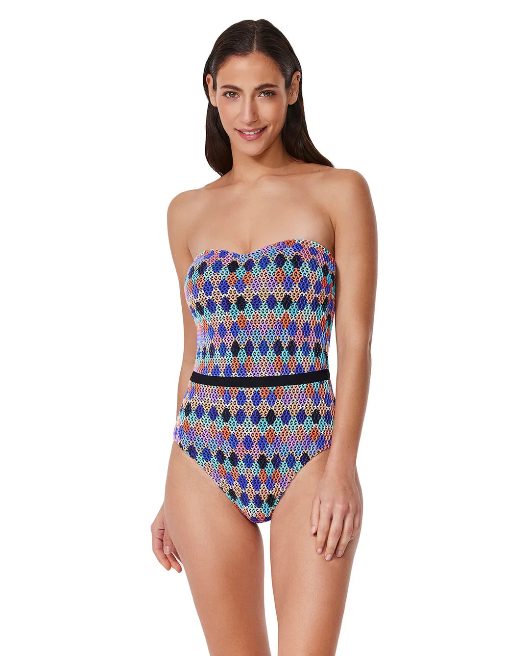 Profile by Gottex Retro Riviera Bandeau One Piece Swimsuit MSRP $148