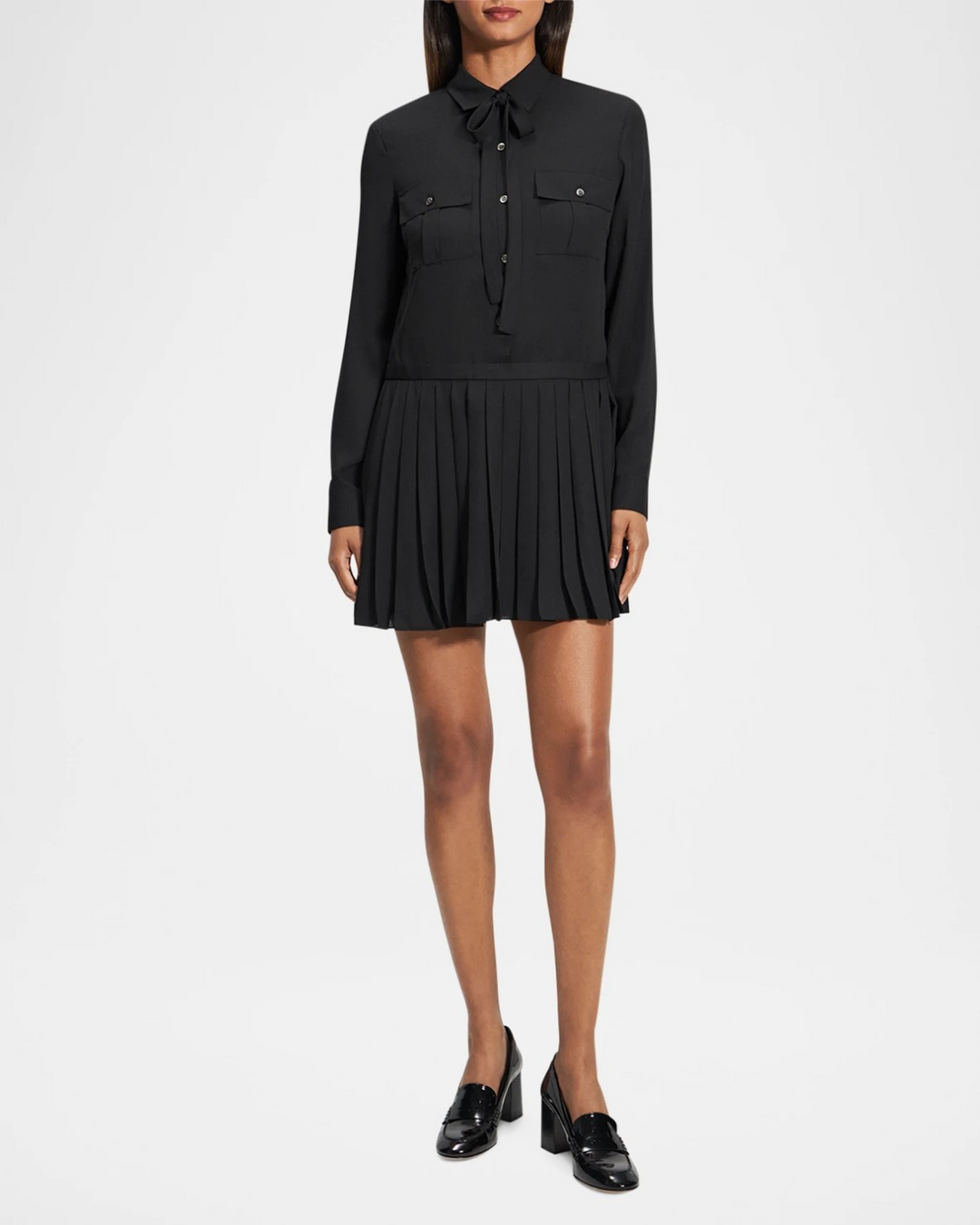 Theory Pleated Mini Shirtdress MSRP $395