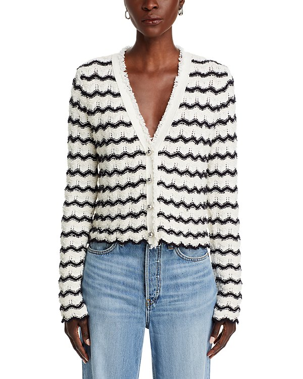 Derek Lam 10 Crosby Noe Chevron Striped Cardigan Sweater MSRP $450