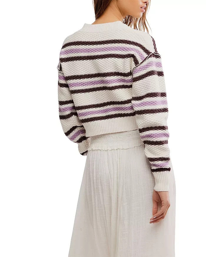 Free People Lila Striped Cardigan MSRP $108