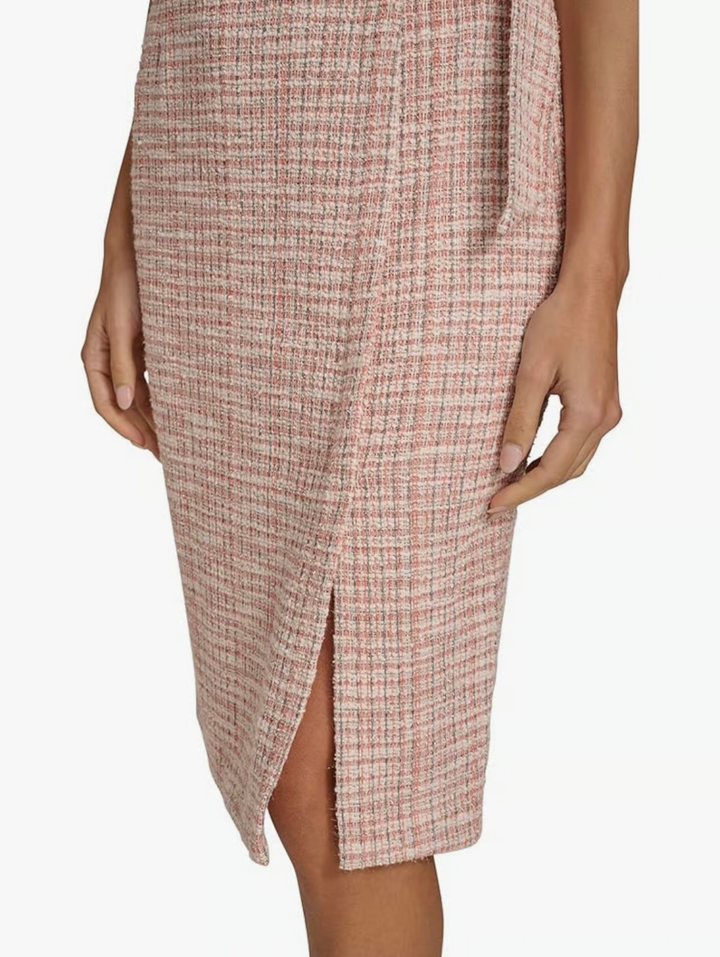 Calvin Klein Women's Tweed Side-Buckle Cap-Sleeve Sheath Dress MSRP $134