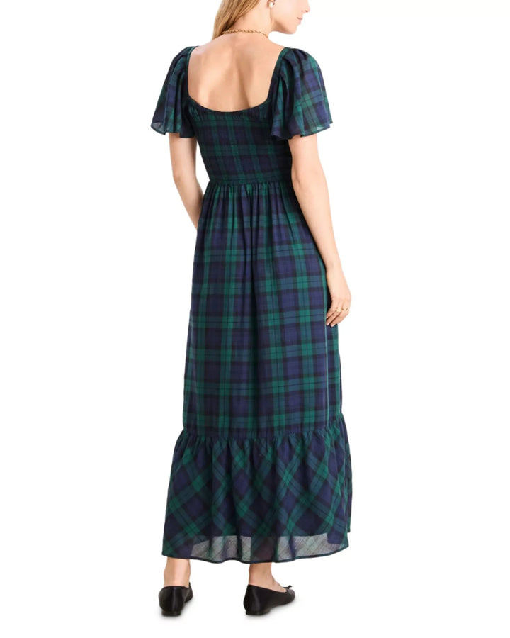 Vineyard Vines Plaid Flutter Sleeve Maxi Dress MSRP $178